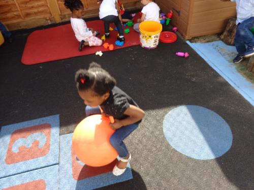 Outside at Rehoboth day nursery, Deptford, London