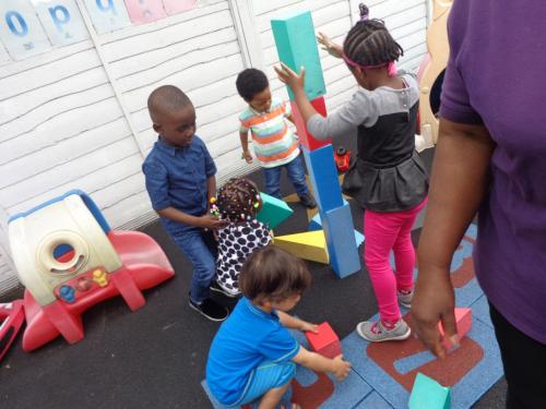 Outside at Rehoboth day nursery, Deptford, London